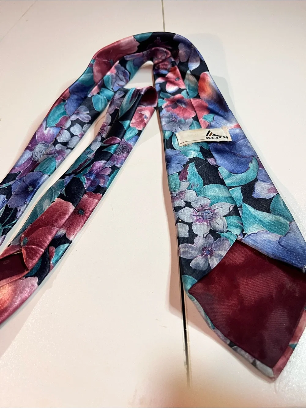 Ketch Floral Satin Neck Scarf - Multicolor Floral Print